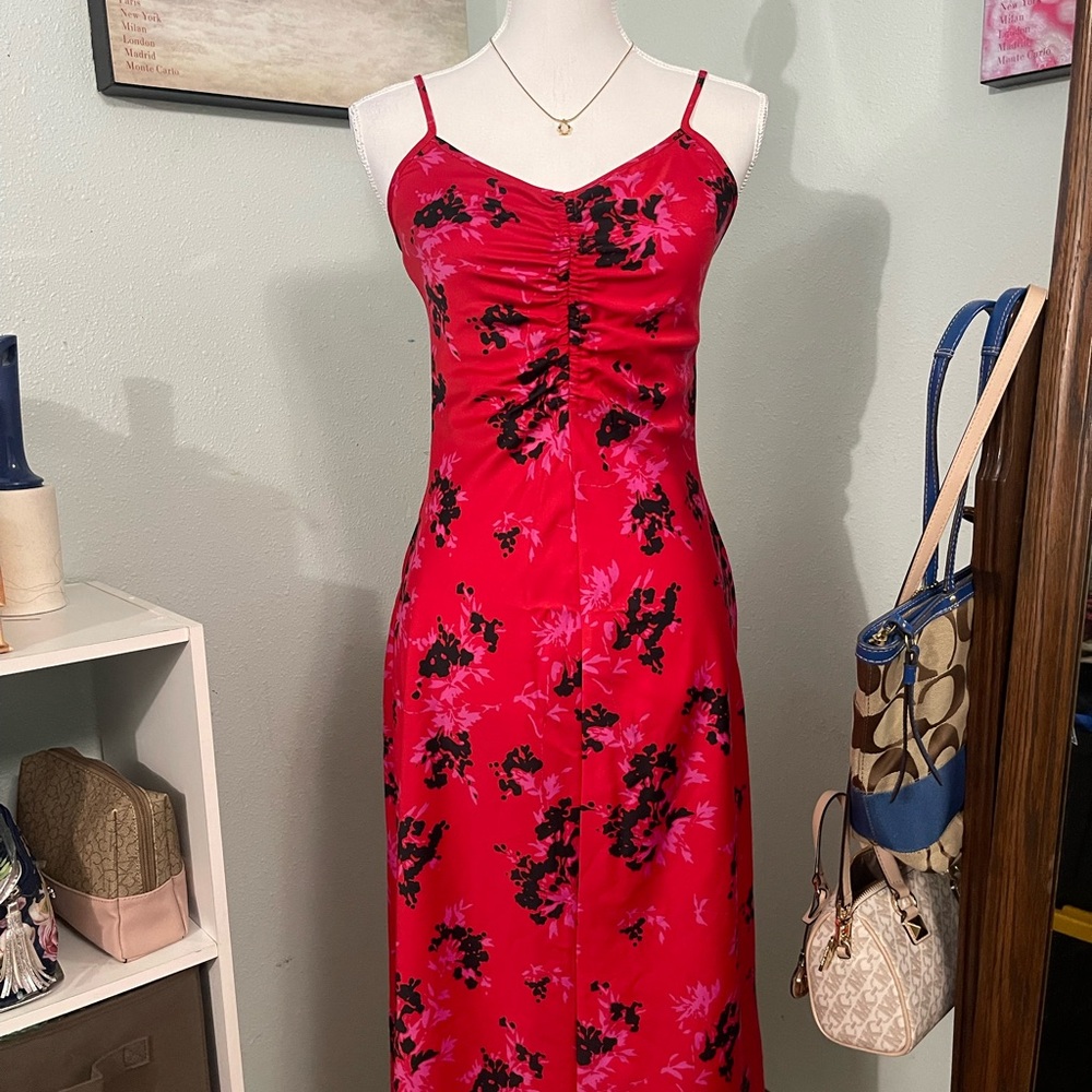 Floral Red Dress